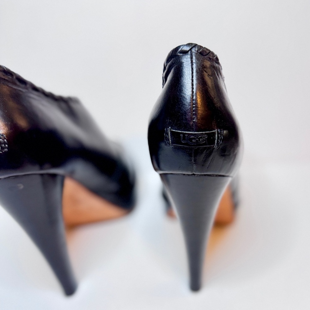 ✨ HOST PICK ✨UGG Jamison Black Leather Platform Heeled Ankle Booties Women’s 8.5 - Picture 8 of 11